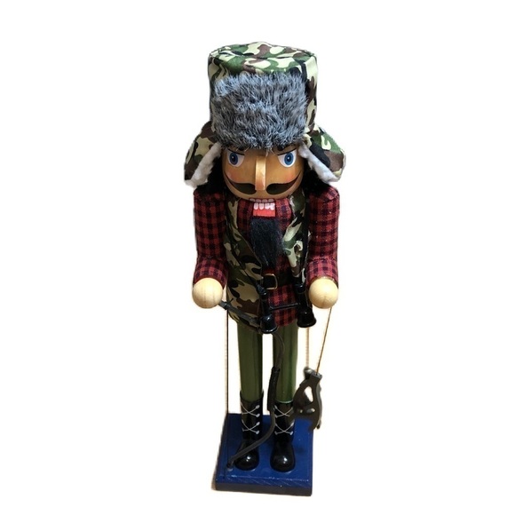 Nutcracker Bow Hunter Antlers Trapper Hat Christmas Decor NEW - Picture 1 of 7